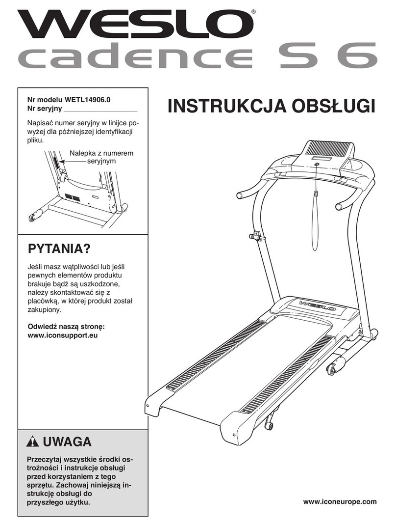 Weslo Cadence S6 Treadmill Reference guide