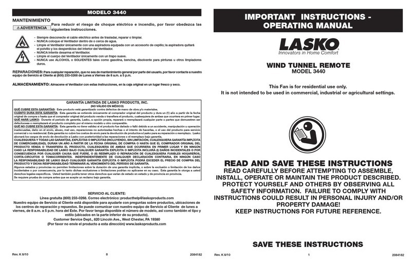 Lasko 3440 User manual