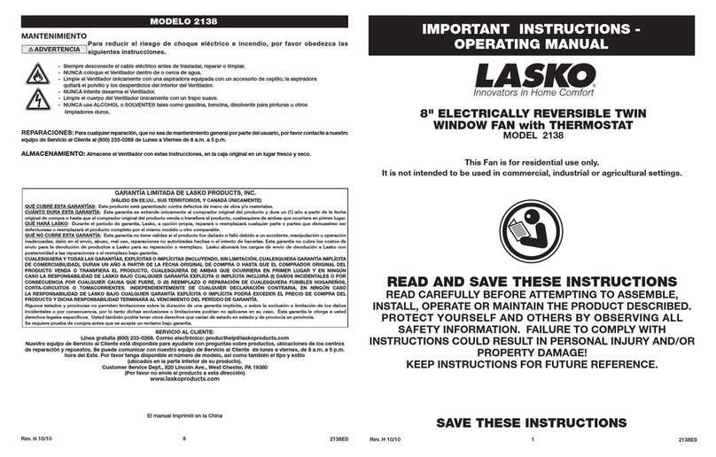 Lasko 2138 User manual