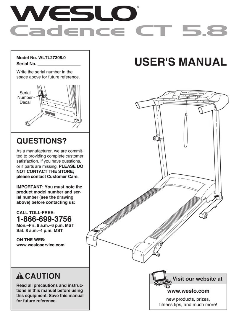 Weslo Cadence5.8 Treadmill User manual