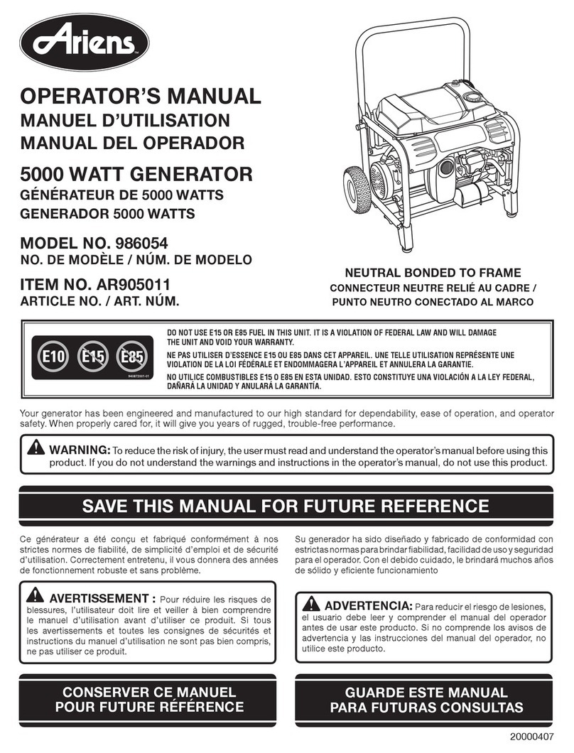 Ariens 5000 Watt Generator User manual