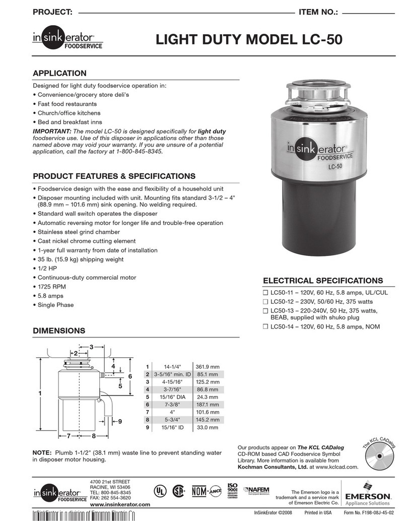 InSinkErator Model LC-50 Operation manual InSinkErator Model LC-50 Operation manual