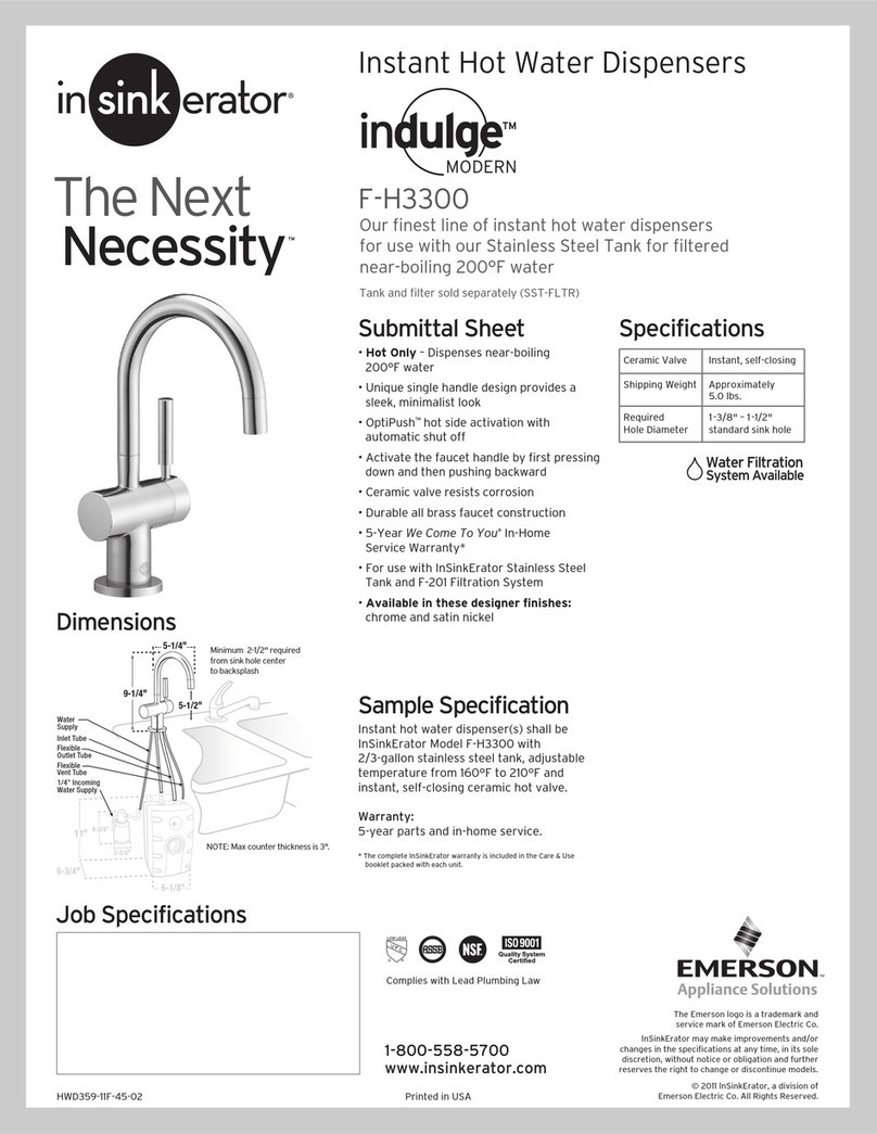 InSinkErator Indulge Modern F-H3300 Specifications