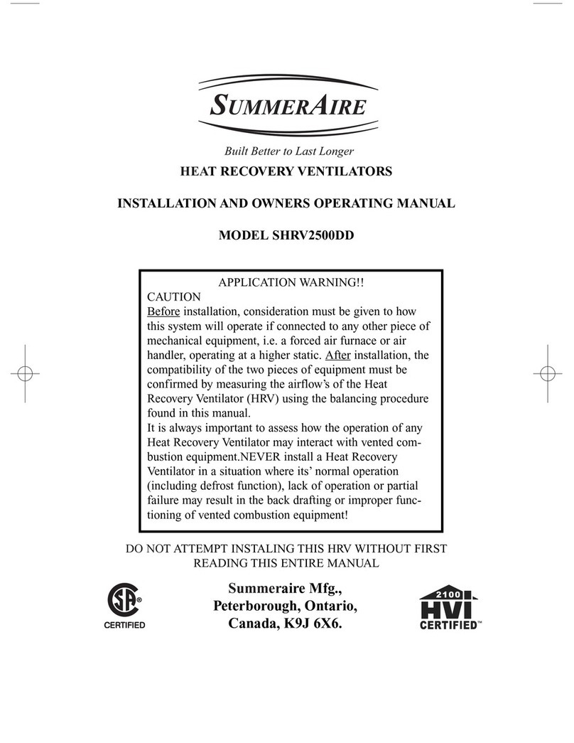 SummerAire SHRV2500DD Installation and owners operating manual SummerAire SHRV2500DD Installation and owners operating manual