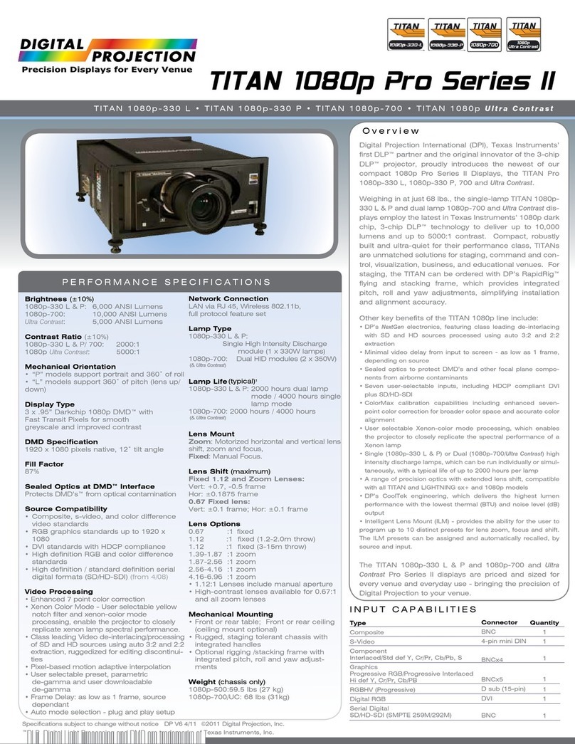 Digital Projection TITAN 1080p-700 User manual