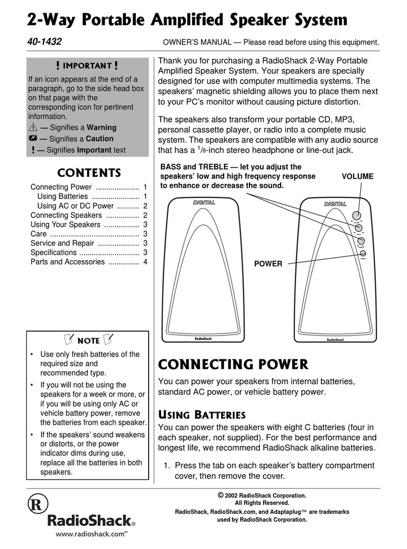 Radio Shack 2-way portable amplified speaker system owner's manual