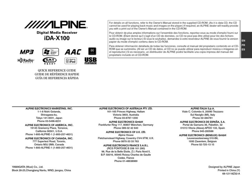Alpine IDA-X100 Quick reference guide