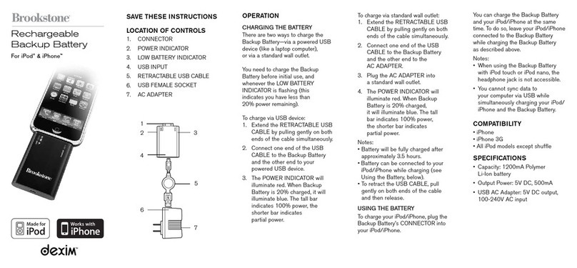 Brookstone Rechargeable Backup Battery instruction manual