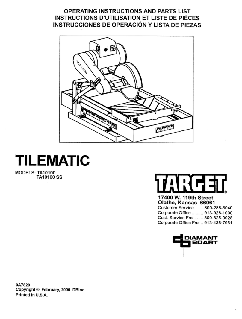 Target TILEMATIC TA10100 Operating instructions and parts list Target TILEMATIC TA10100 Operating instructions and parts list