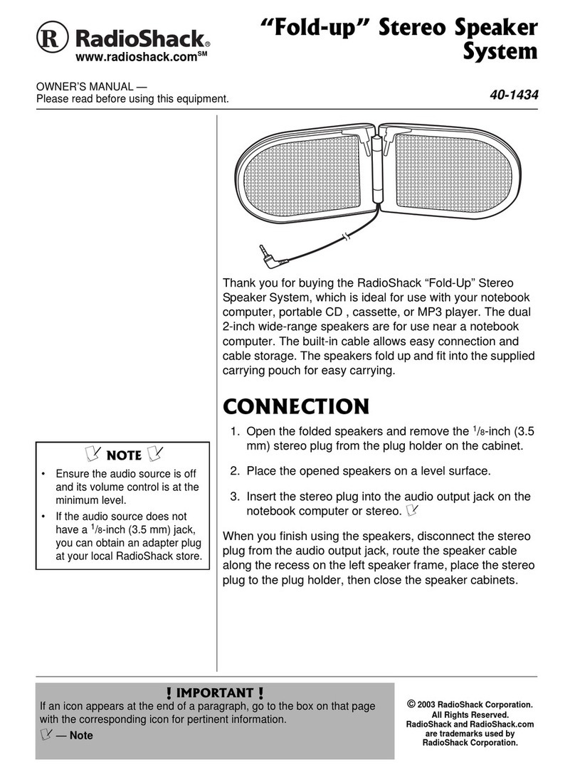 Radio Shack "Fold-up" Stereo Speaker System User manual Radio Shack "Fold-up" Stereo Speaker System User manual