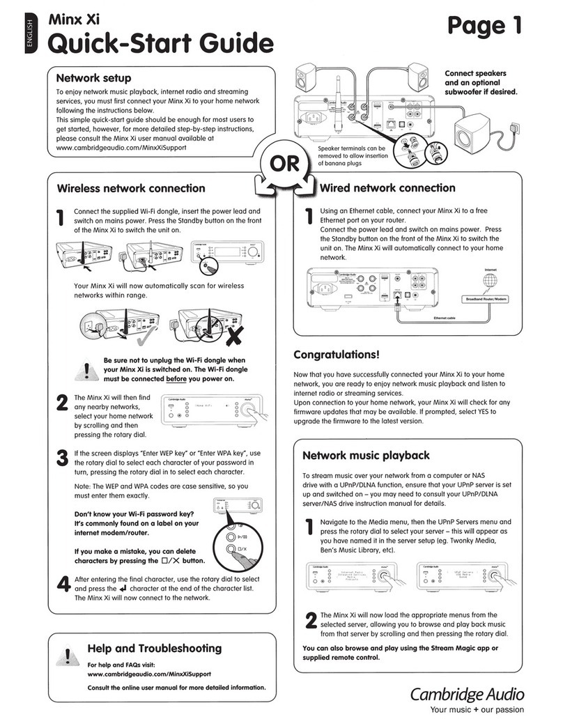 Cambridge Audio Minx Xi User manual Cambridge Audio Minx Xi User manual