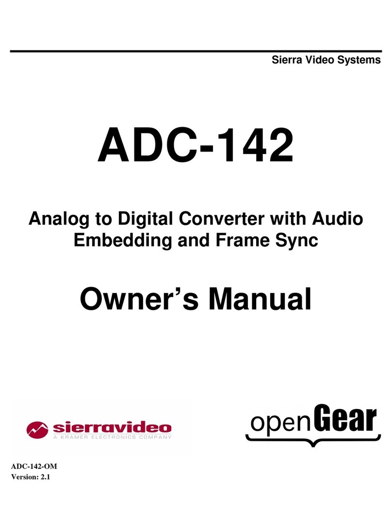 SIERRA VIDEO SYSTEMS ADC-142 owner's manual