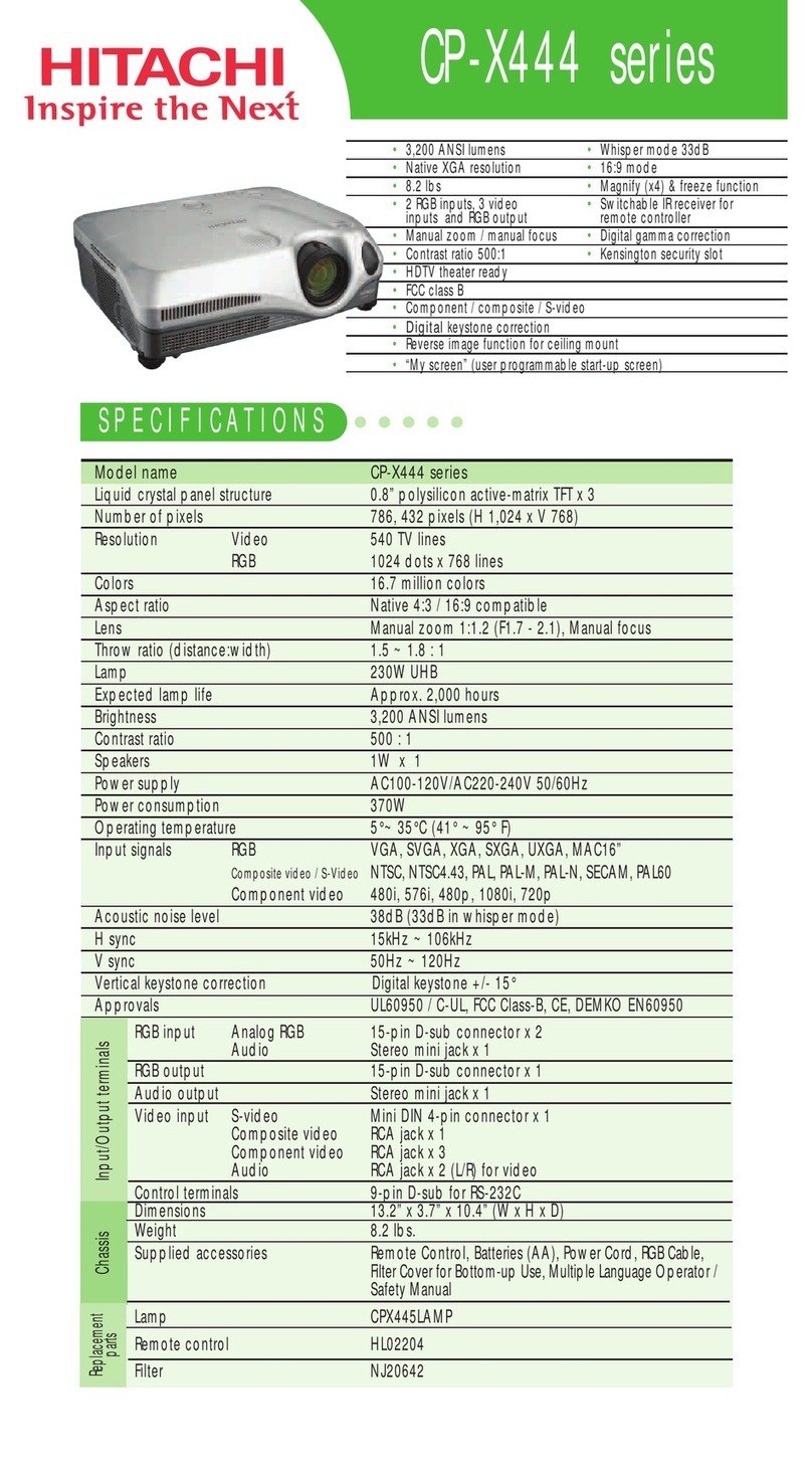 Hitachi CP-X444 series Specifications
