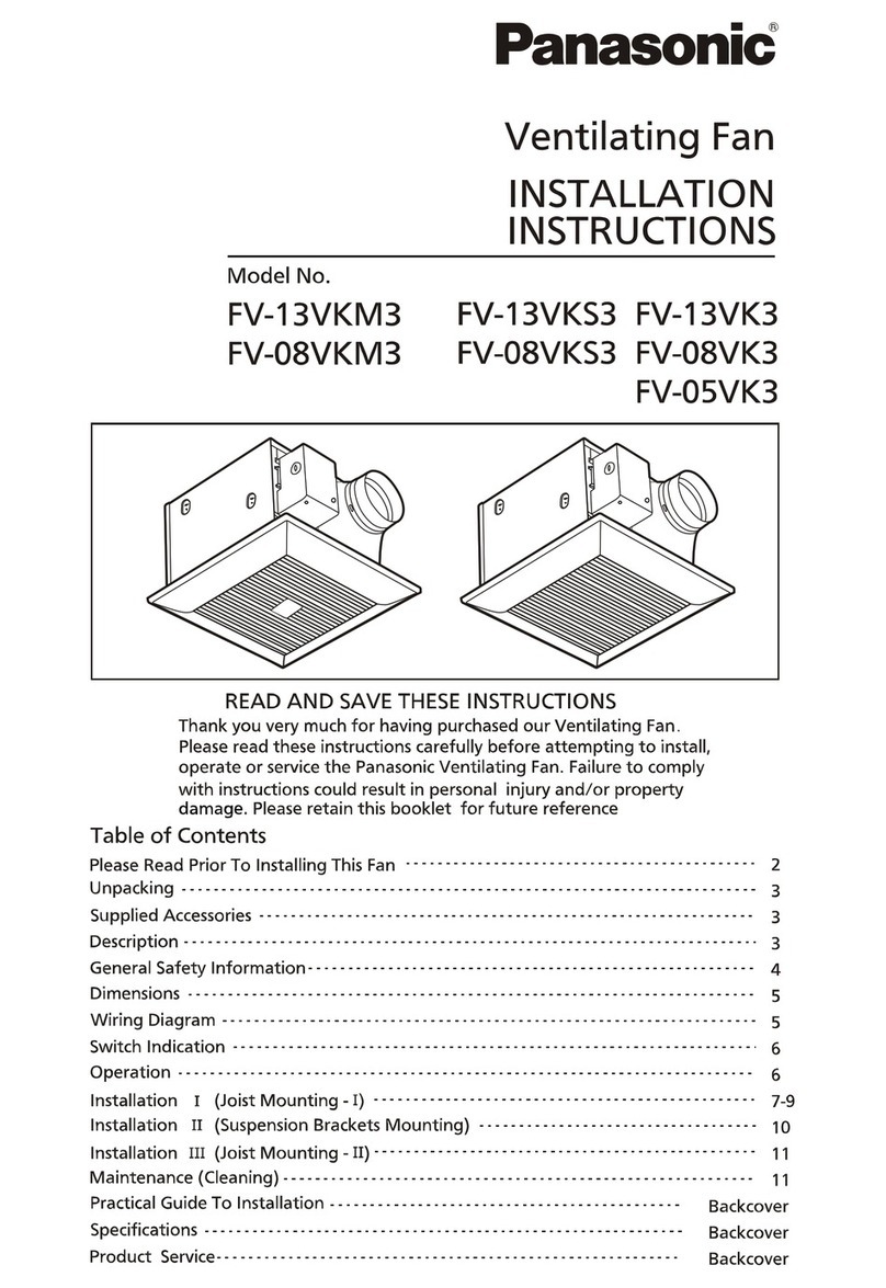 Panasonic WhisperGreen FV-13VKM3 User manual Panasonic WhisperGreen FV-13VKM3 User manual