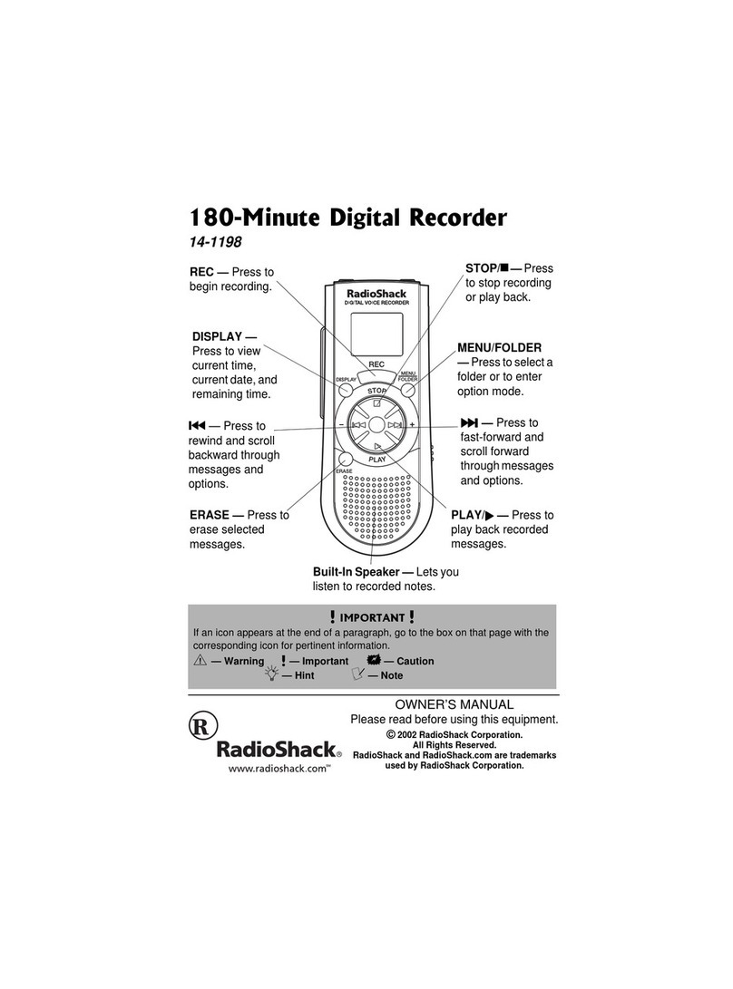 Radio Shack 180-minute digital recorder owner's manual Radio Shack 180-minute digital recorder owner's manual