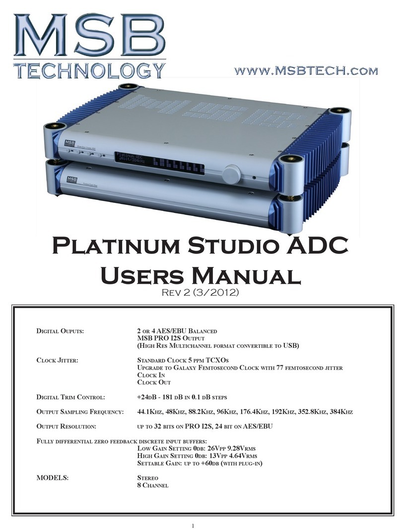 MSB Technology Platinum Studio ADC User manual