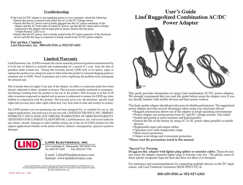 Lind Electronics AC/DC Power Adapter user guide