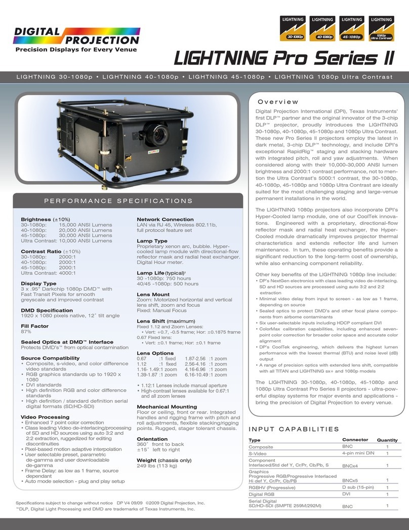 Digital Projection LIGHTNING 30-1080p Specifications