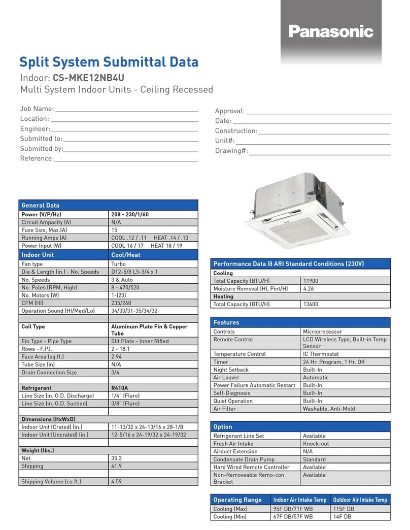 Panasonic CS-MKE12NB4U Installation and user guide