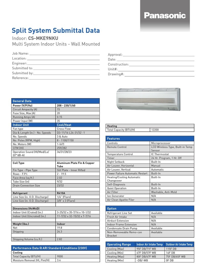 Panasonic CS-MKE9NKU Installation and user guide
