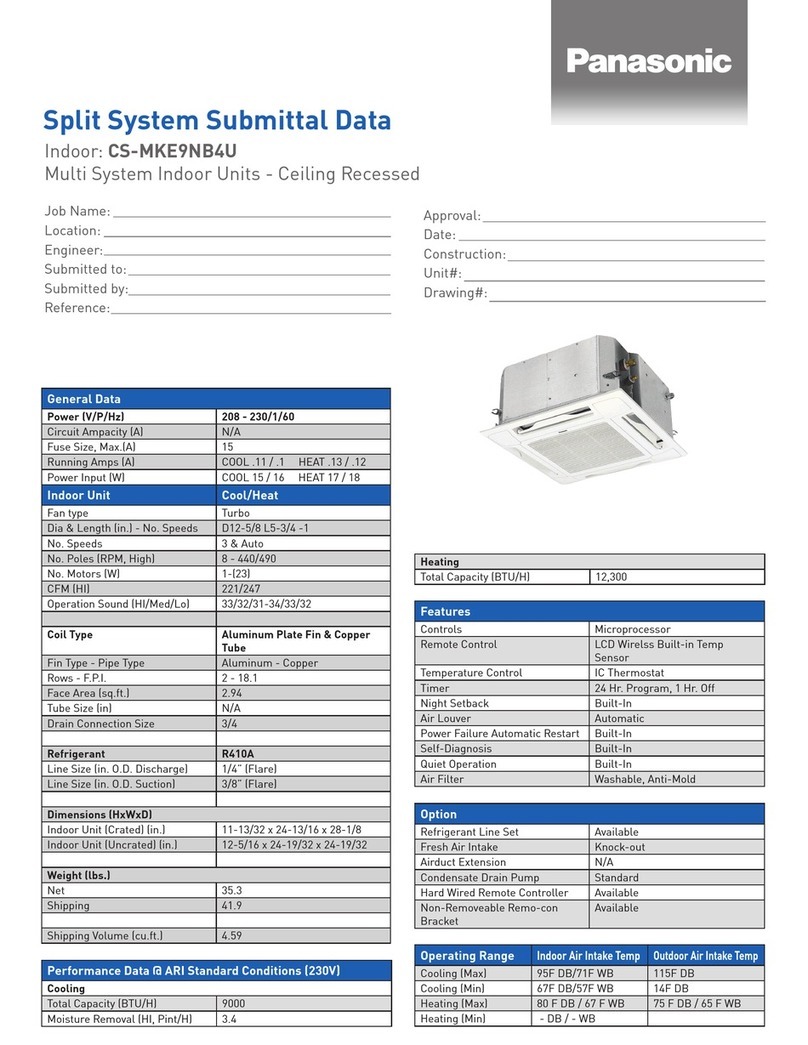 Panasonic CS-MKE9NB4U Installation and user guide