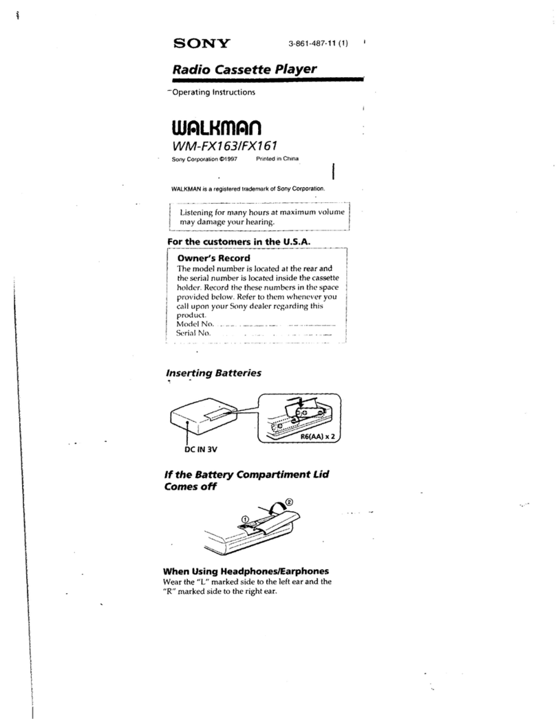 Sony Walkman WM-FX161 User manual