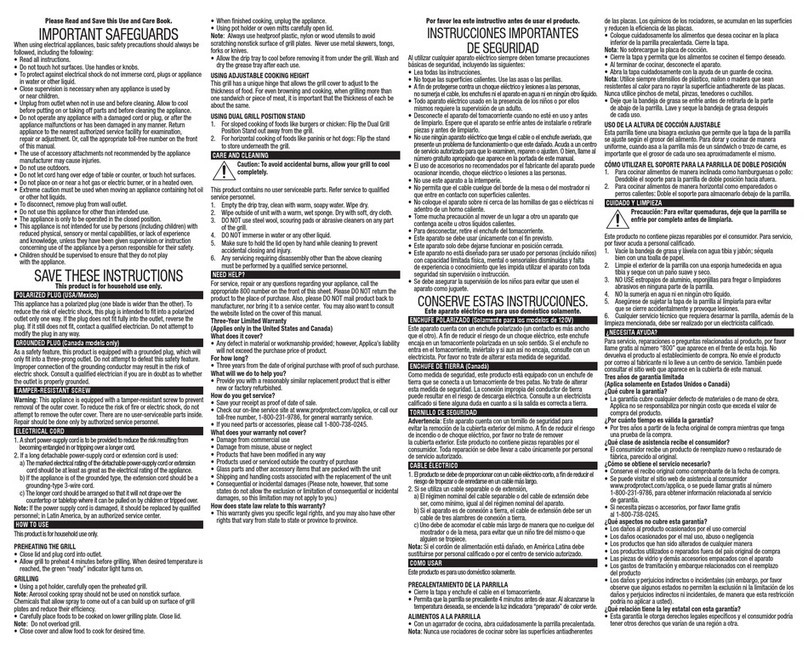 George Foreman GR2120 User manual