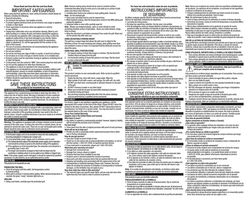 George Foreman GR2081 User manual