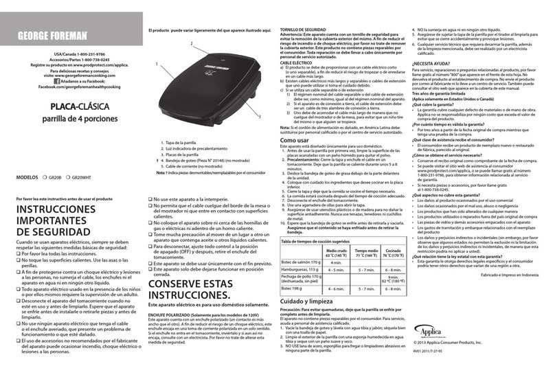 George Foreman Super Champ GR20B User manual
