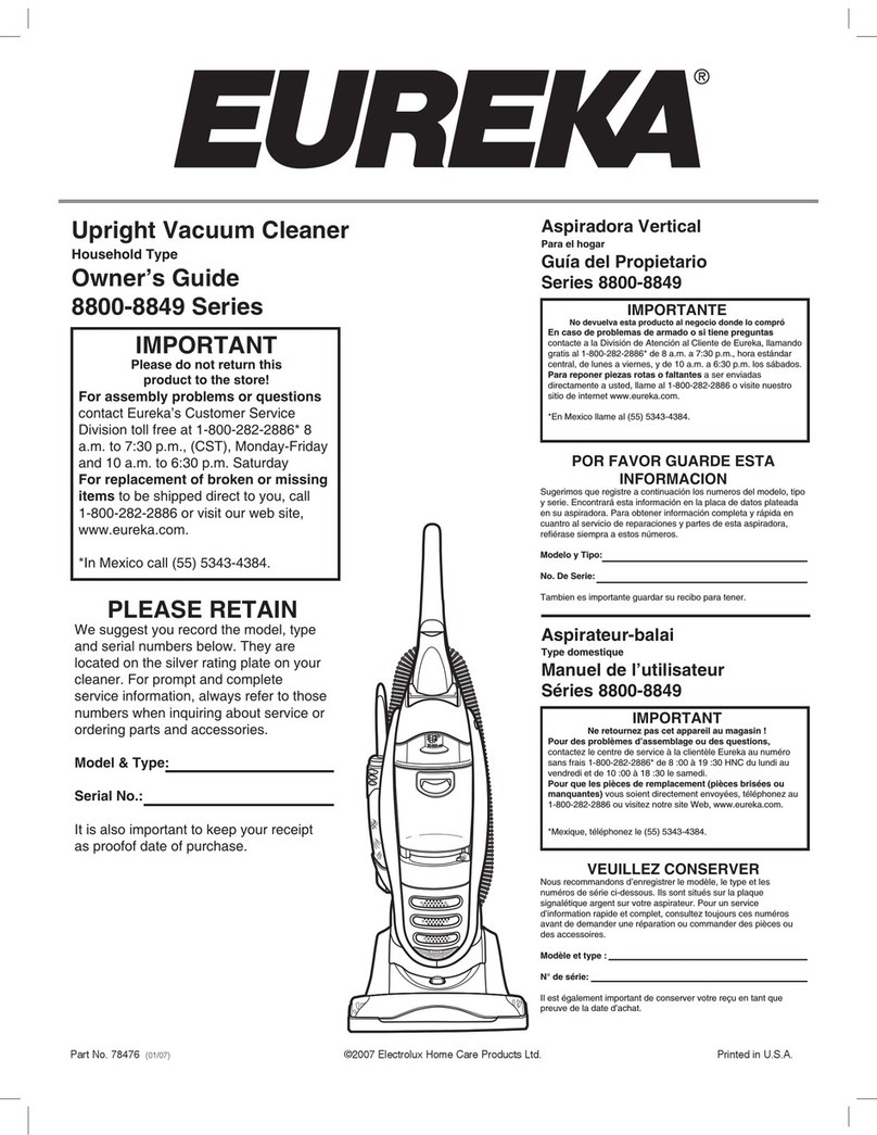 Eureka 8800-8849 Series owner's guide