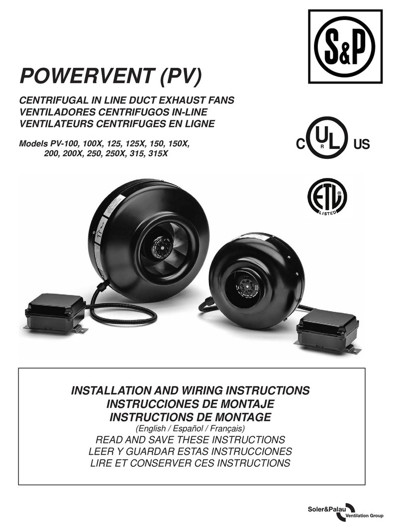 Soler & Palau powervent PV-150X Assembly instructions