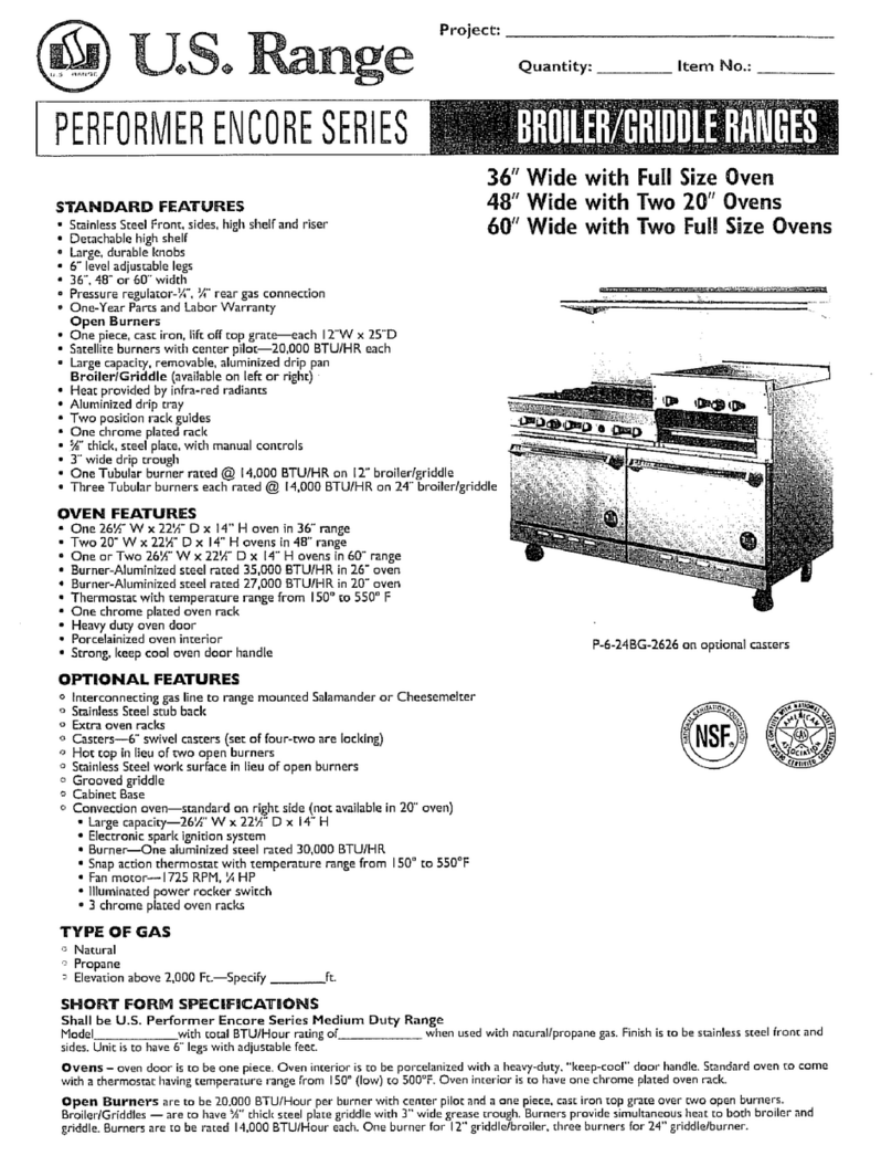 U.S. Range P-6-24BG-2626 User manual