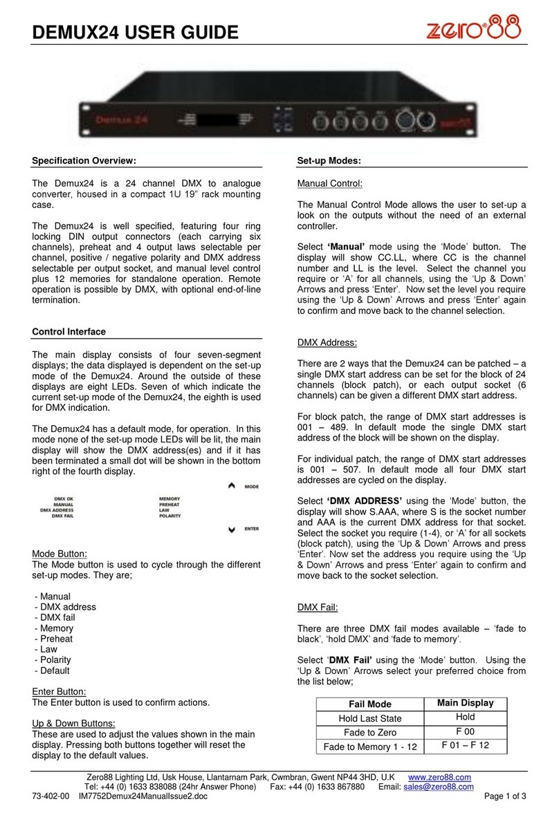 Zero88 DEMUX24 User manual