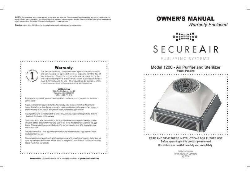 Secure Air 1200 owner's manual