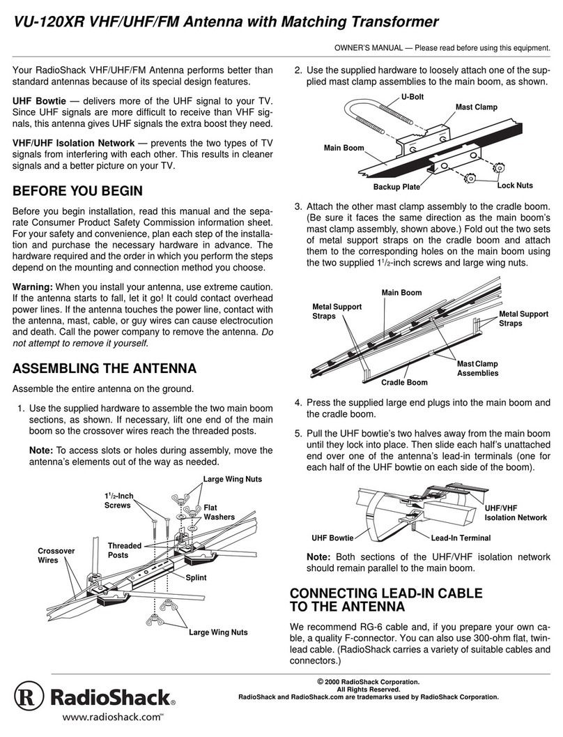 Radio Shack VU-120XR owner's manual