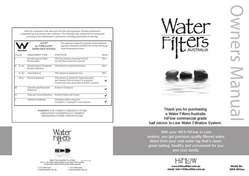 Water Filters Australia WFA HIFLOW owner's manual Water Filters Australia WFA HIFLOW owner's manual