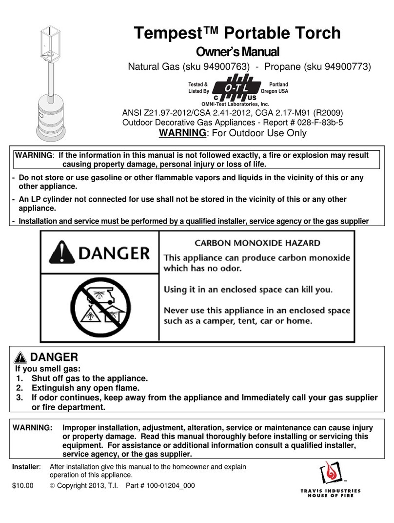 Travis Industries Tempest Portable Torch User manual