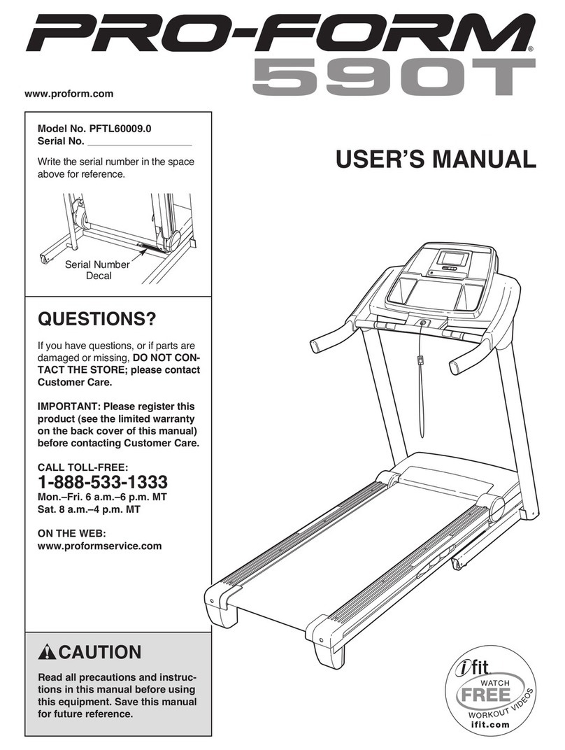 Pro-Form 590t Treadmill User manual Pro-Form 590t Treadmill User manual