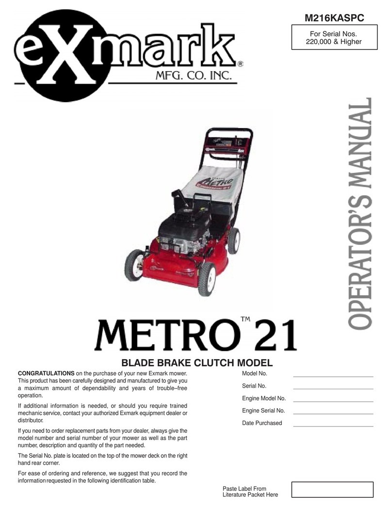 Exmark Metro 21 M216KASPC Operator's manual
