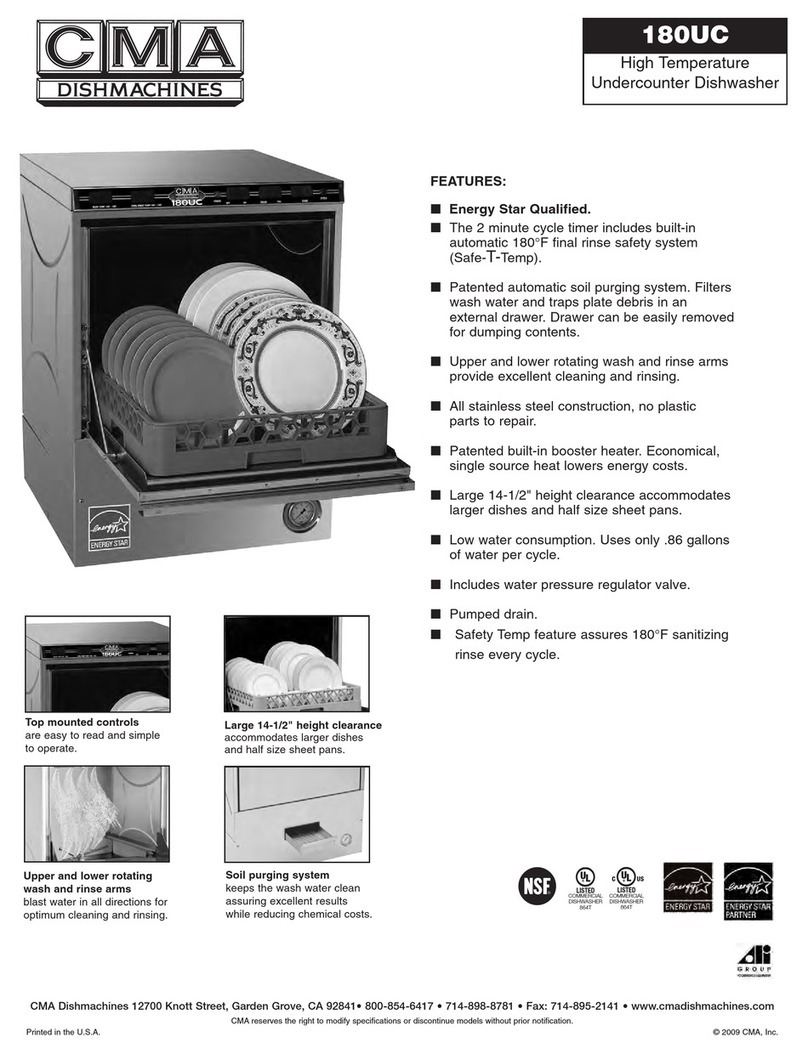 CMA Dishmachines 180UC Specifications