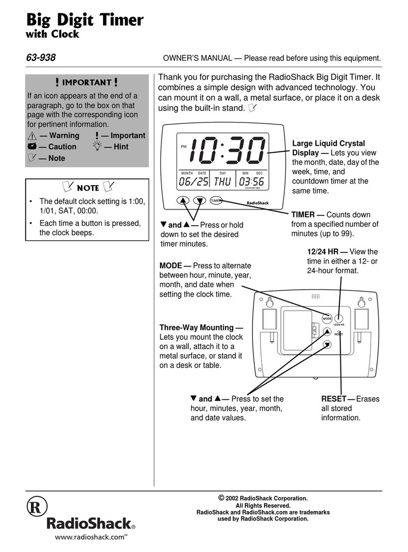 Radio Shack Big Digit Timer User manual