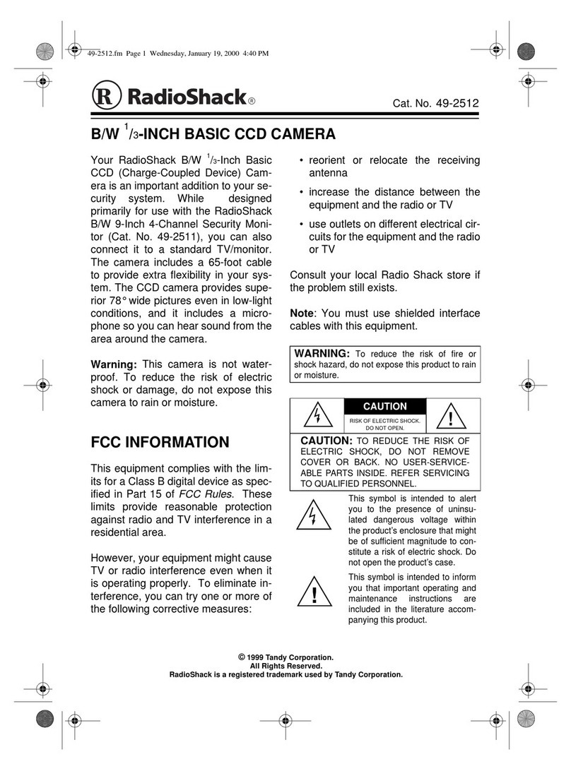 Radio Shack B/W 1/3-INCH BASIC CCD CAMERA User manual Radio Shack B/W 1/3-INCH BASIC CCD CAMERA User manual