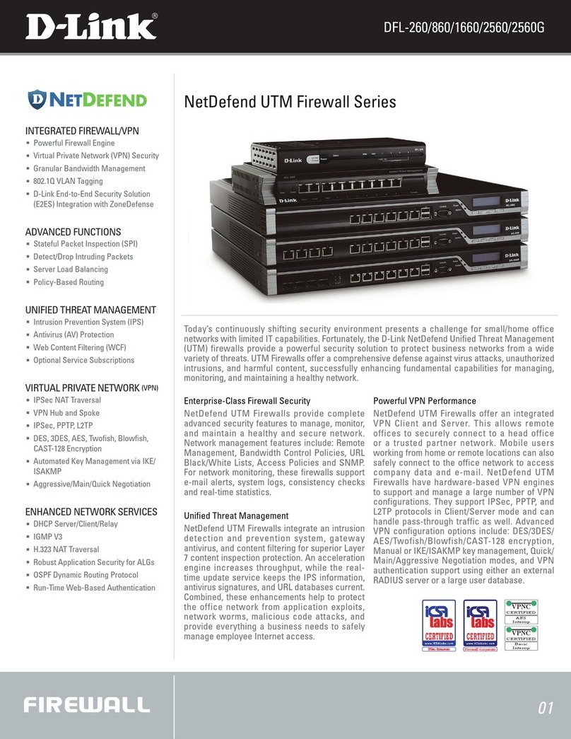 D-Link DFL-260 - NetDefend - Security Appliance User manual D-Link DFL-260 - NetDefend - Security Appliance User manual