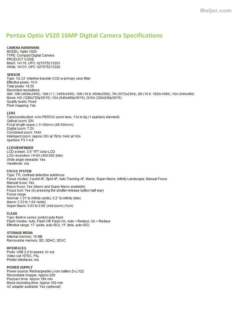 Pentax OPTIO VS20 User manual