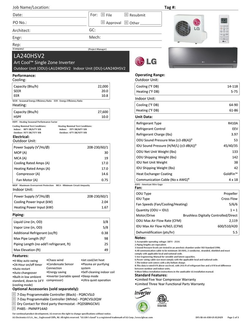 LG Art Cool LA240HSV2 Manual