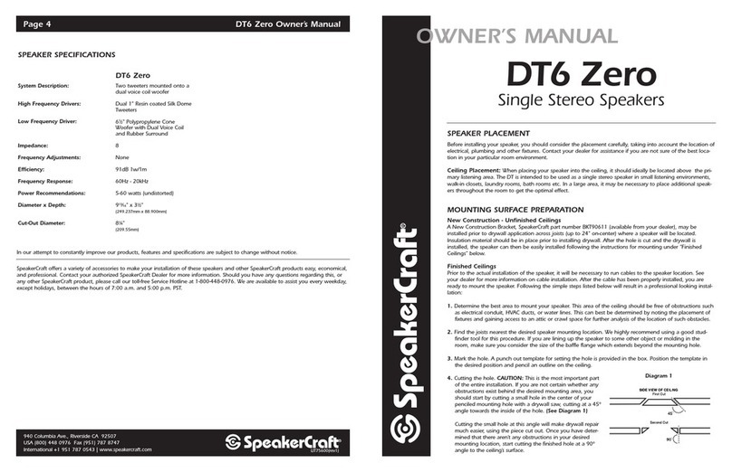 SpeakerCraft DT6 Zero User manual