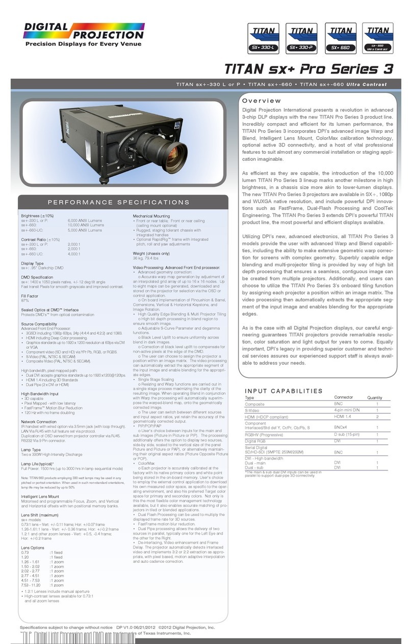 Digital Projection TITAN sx+ Pro Series 3 User manual Digital Projection TITAN sx+ Pro Series 3 User manual