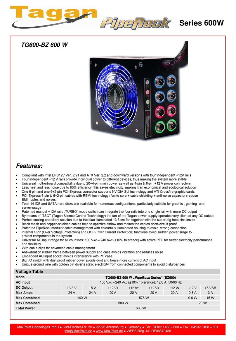 Tagan PipeRock TG600-BZ Features & specifications