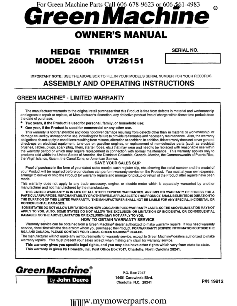 GreenMachine 2600h UT26151 owner's manual
