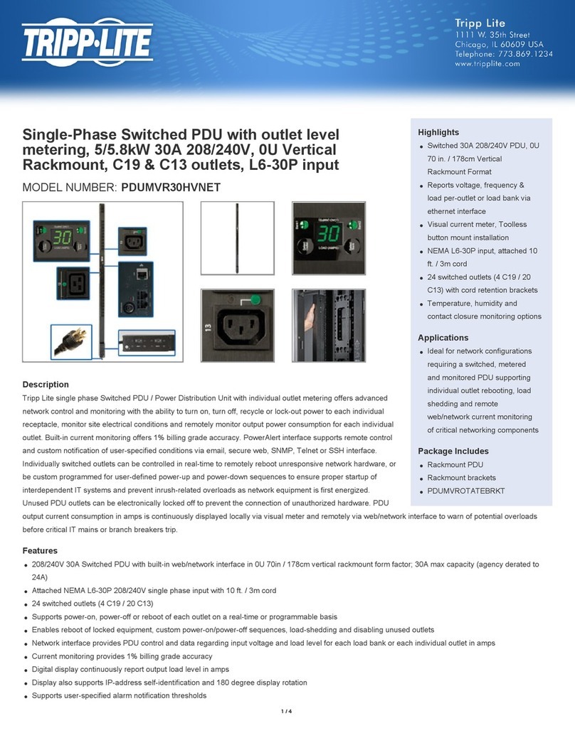Tripp Lite PDUMVR30HVNET Brochure & specs